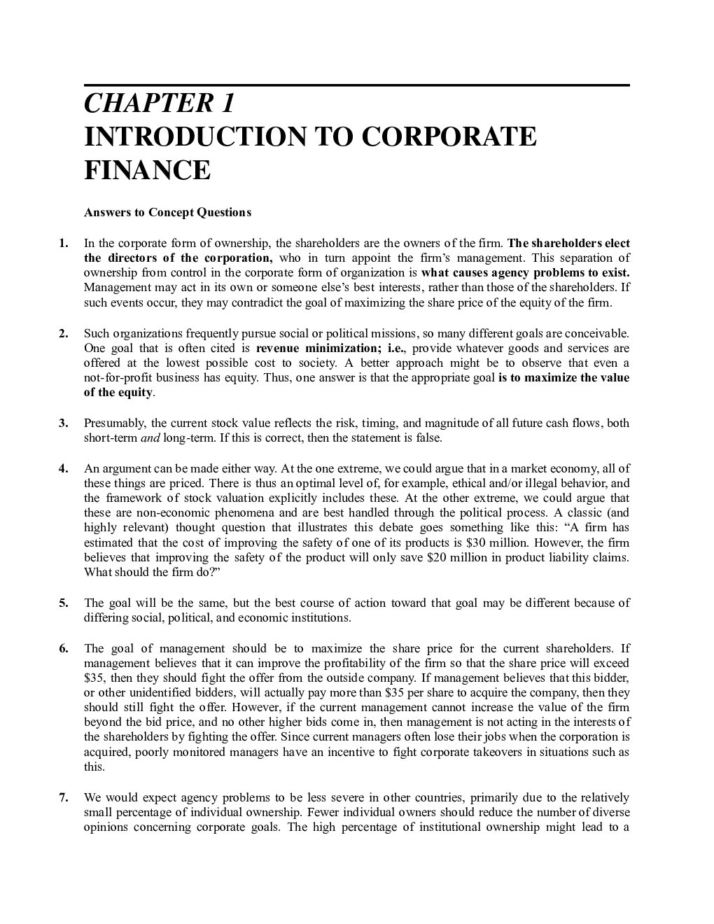 Corporate finance BBUS - Solutions_Chapter 1&2