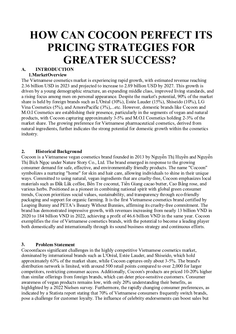 Principes of economics BBUS - Group report_Cocoon