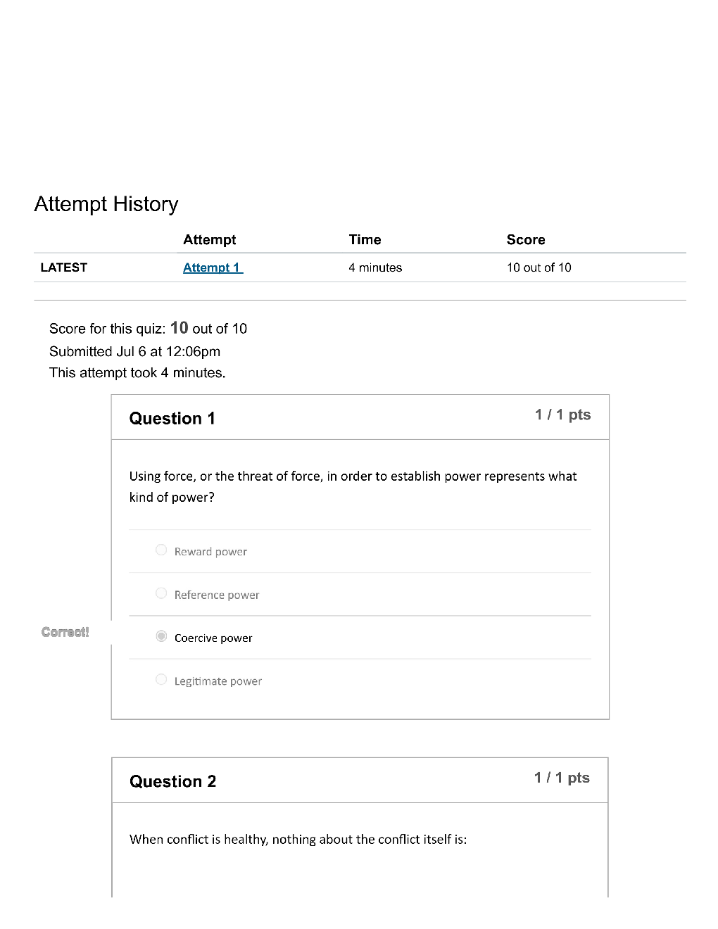 Organizational behavior BBUS - Quiz 8.
