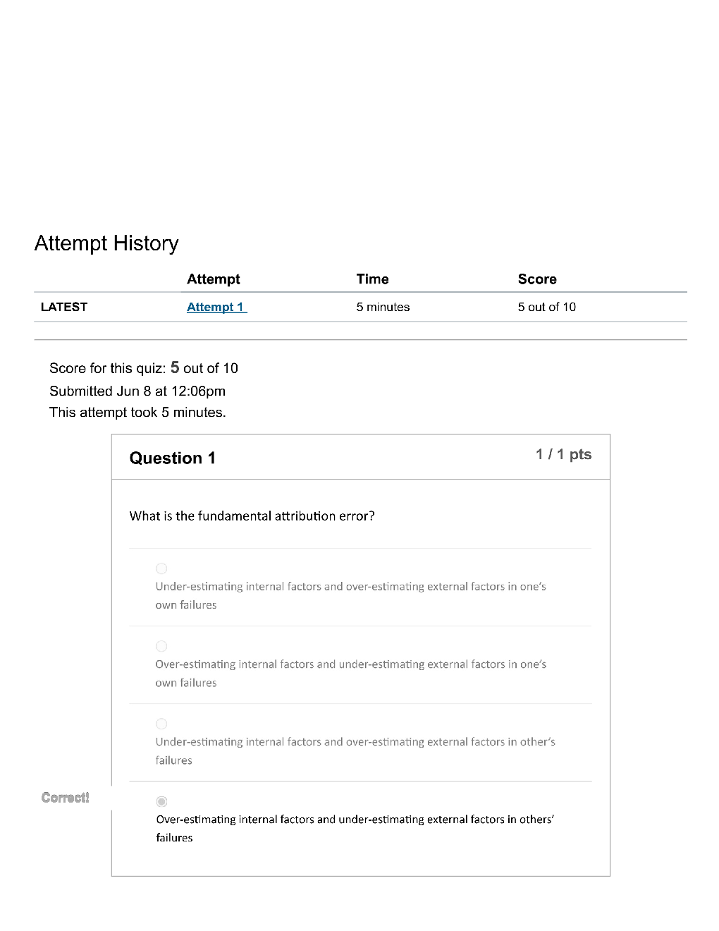 Organizational behavior BBUS - Quiz 4