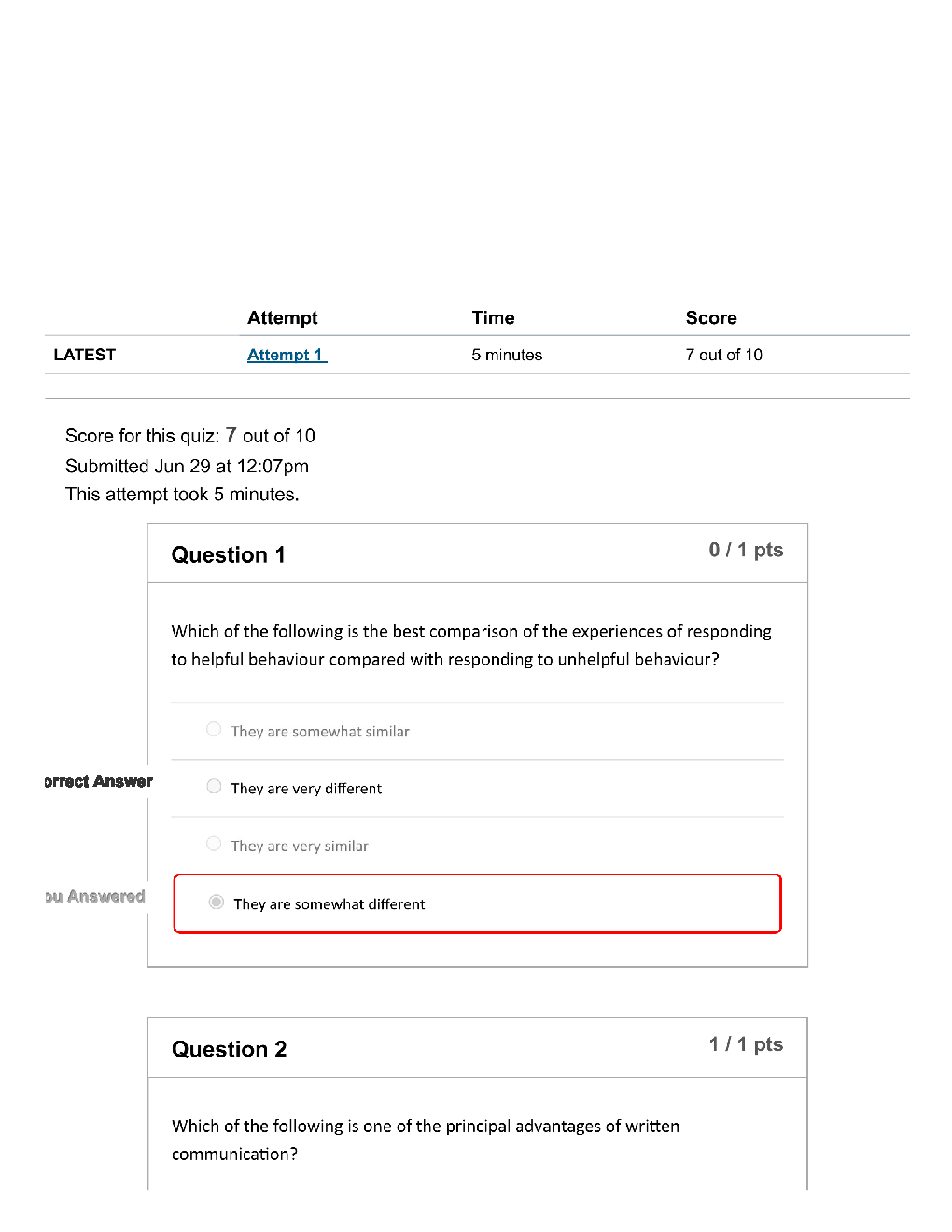 Organizational behavior BBUS - Quiz 7.