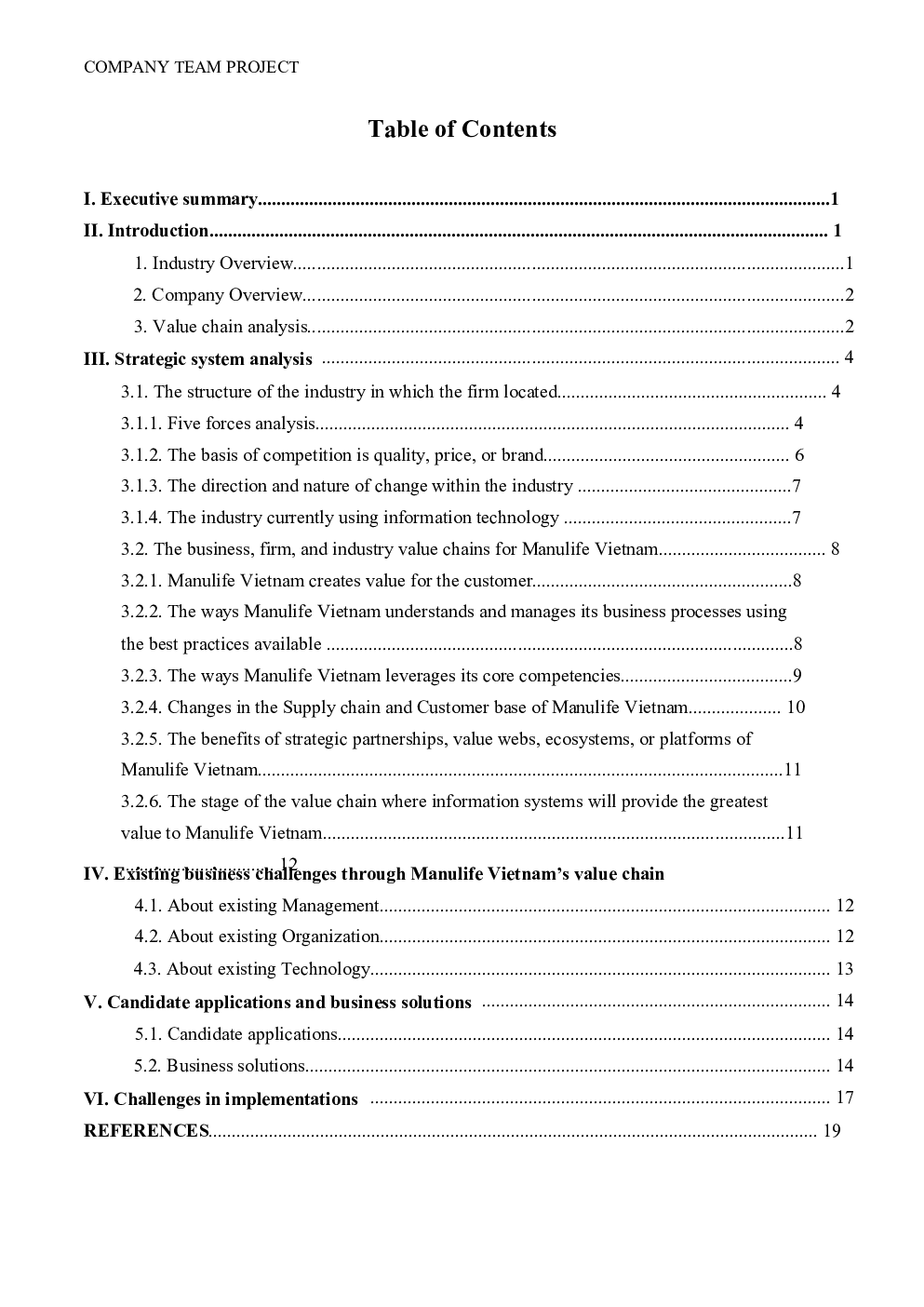 Management information system BBUS - Group report - Manulife.